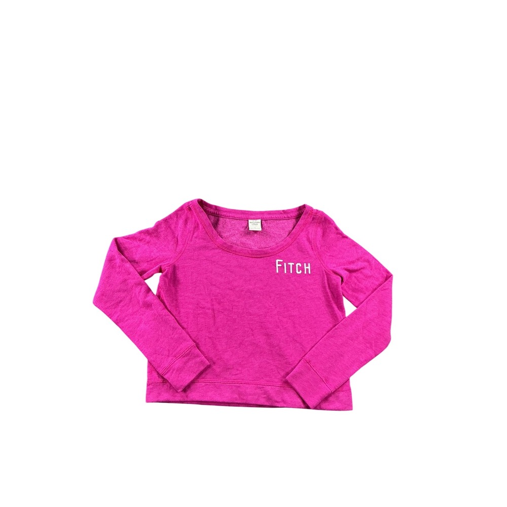 Abercrombie & Fitch Pink Scoop Neck Logo Sweatshirt Pullover Small 1265